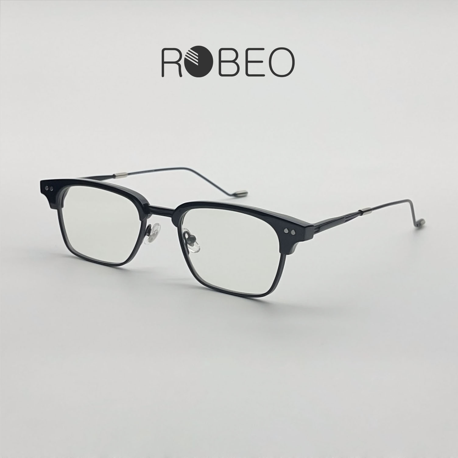 Gọng kính cận nam nữ ROBEO - R0423 , kính giả cận sao hàn mắt chống ánh sáng xanh - Fullbox