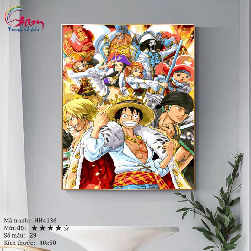 Tranh sơn dầu số hóa tự tô cho người lớn One Piece Vua hải tặc HH4136