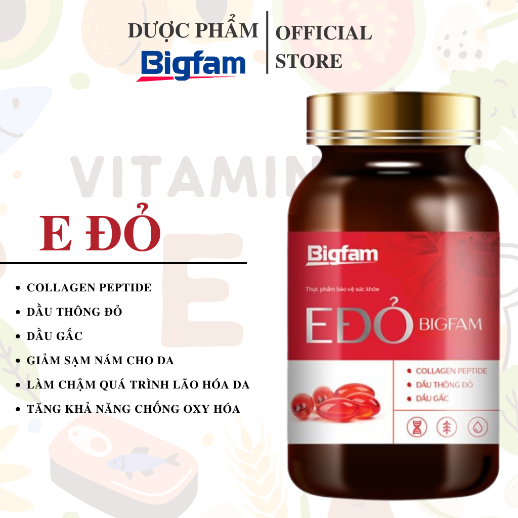 Combo 3 hộp bổ sung Vitamin E cho cơ thể E Đỏ Bigfam