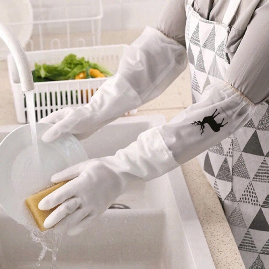 Găng Tay Cao Su Dài Có Chun Chống Tuột, Siêu Size Hình Hươu  Chống Nước Rửa Bát Chống Nước