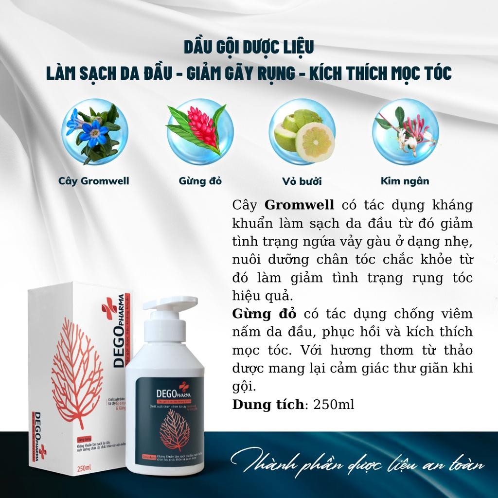 Combo Dầu Gội Xả Gừng Đỏ DEGO PHARMA 250ml - Giảm Rụng Tóc &amp; Giúp Tóc Suôn Mượt