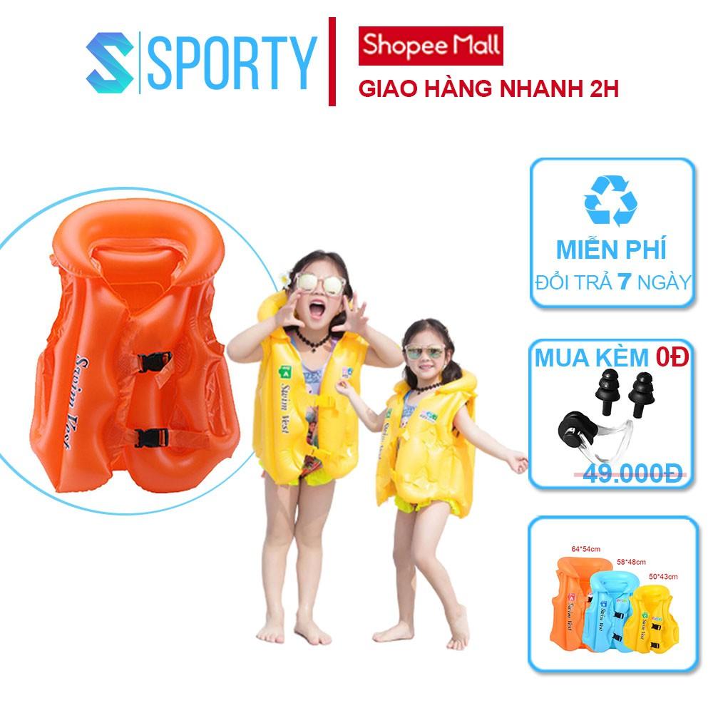 Áo phao bơi trẻ em có khóa bấm điều chỉnh cao cấp, chất liệu an toàn dày dặn cao cấp cho bé SPORTY