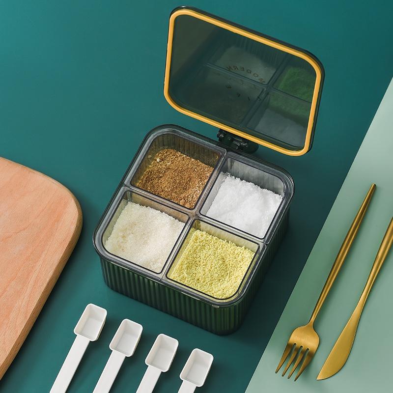 Hộp Đựng Gia Vị Chia Ngăn Kèm Nắp Đậy Tiện Dụng Cho Nhà Bếp