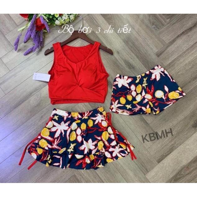 Bộ bơi bikini 3 mảnh áo+váy+quần đùi