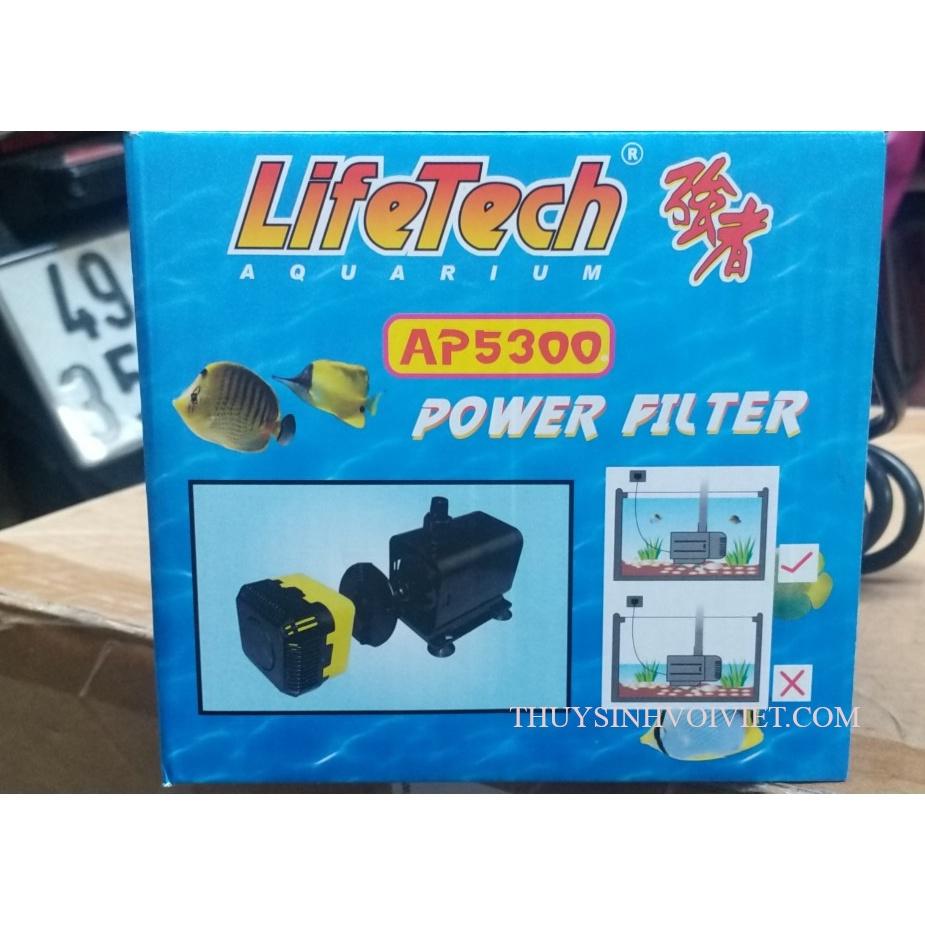 Máy Bơm Nước Hồ Cá Lifetech AP-5300 công suất 75W lưu lượng 3.000L/h dùng cho hồ cá cảnh, hòn non bộ, rau sạch