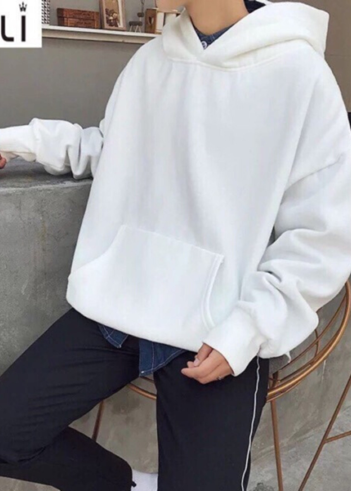 Áo Hoodie Nỉ Cotton Trắng Trơn Đủ Size S M L XL Cao Cấp