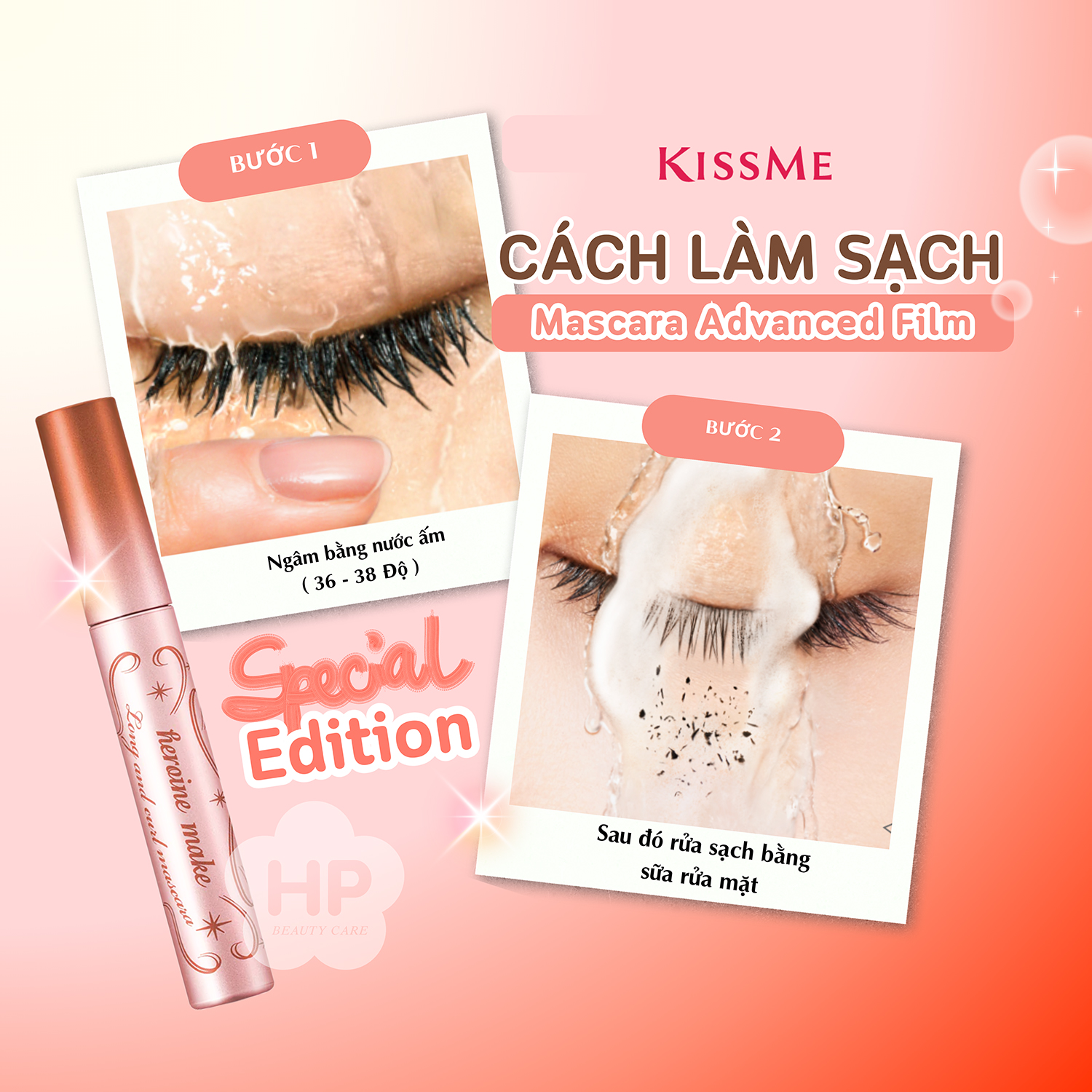 Mascara Dạng Màng Film Giúp Nâng Cong Và Dài Mi Kissme Heroine Make Long & Curl Mascara Advanced Film 6G ( Màu Đồng Ánh Hồng )