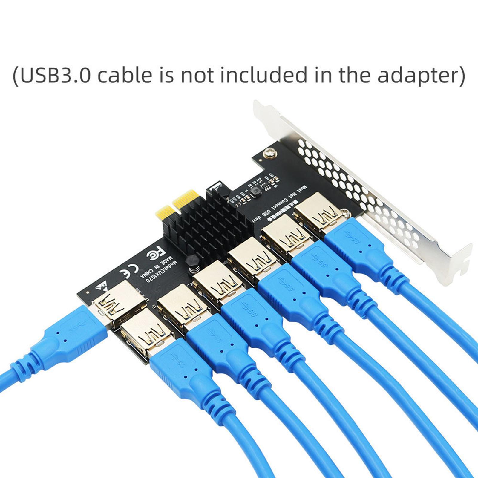 PCIe 1 to 7 PCI Express USB3.0 7 Ports 7 USB Sockets 1x to 7x Riser Card for Windows XP