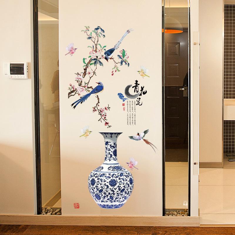 DECAL DÁN TƯỜNG ĐÔI BÌNH HOA THỔ CẨM