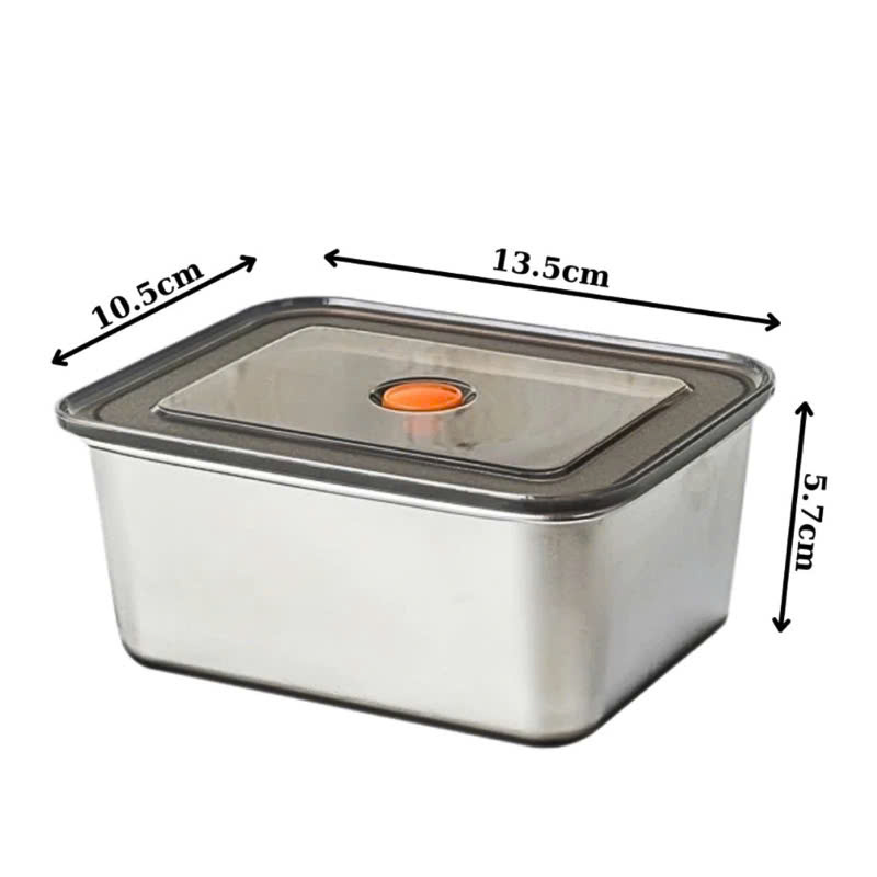 Hộp Đựng Thực Phẩm Tủ Lạnh, Đồ Ăn Bằng Inox 304 Có Nắp Nhựa Kèm Theo Tiện Lợi (135x105x58 mm) Và Loại To ( 250x200x60 mm)