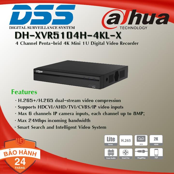 Đầu ghi hình camera 4 kênh 4MP Dahua DH-XVR5104H-4KL-X hàng chính hãng DSS Việt Nam