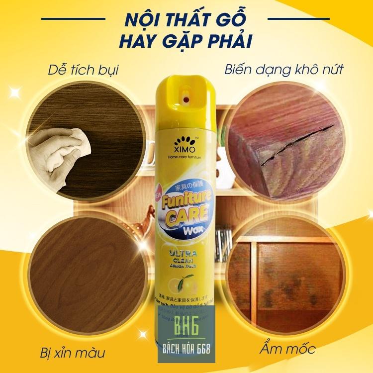 Chai Xịt Làm Sạch Đánh Bóng Đồ Gỗ, Bảo Dưỡng Đồ Gỗ Ximo Hương Chanh 330ml