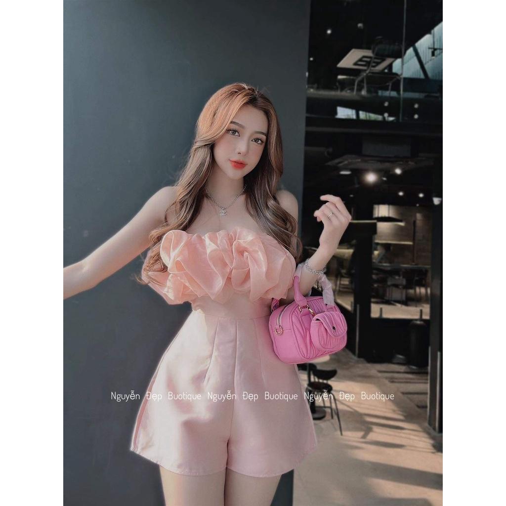 ĐẦM JUMPSUIT TAPTA ỐNG CÚP NGỰC PHỐI TƠ BÈO CHUẨN THIẾT KẾ Y HÌNH LUN CÁC NÀNG ƠI