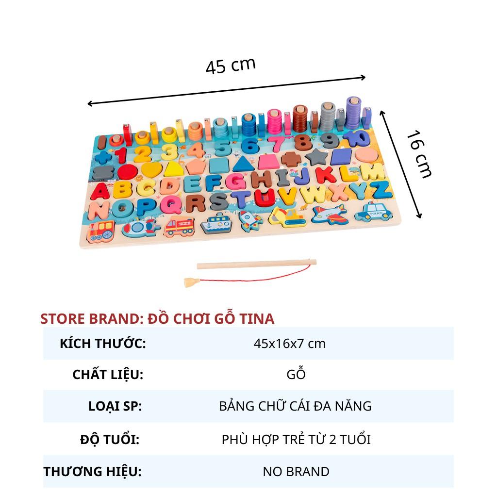 Bảng Chữ Cái Cho Bé - Bảng Chữ Cái Tiếng Anh TINA 6 Trong 1 Cho Bé Học Chữ Số Đếm, Thả Khối Kèm Trò Chơi Câu Cá Đáng Yêu