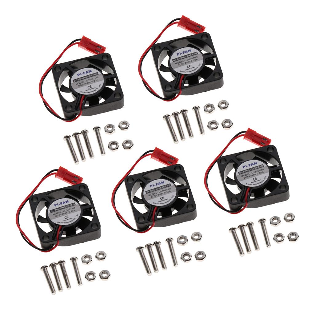 5x DC 5V Brushless CPU Cooling Fan with Screws for Raspberry Pi 3B/ 2B/ B+