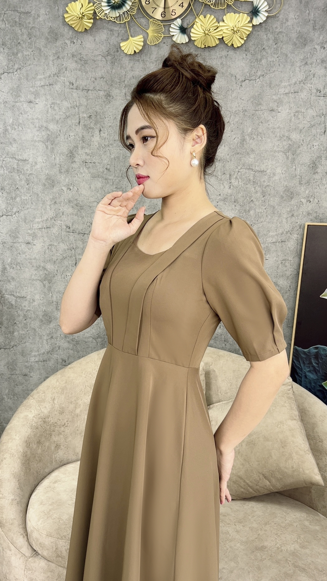 Đầm Trung Niên [ Linh Trà ] (TM 438) Chéo Ý Trẻ Trung Thiết Kế Trang Nhã Thanh Lịch Đi Làm Đi Tiệc