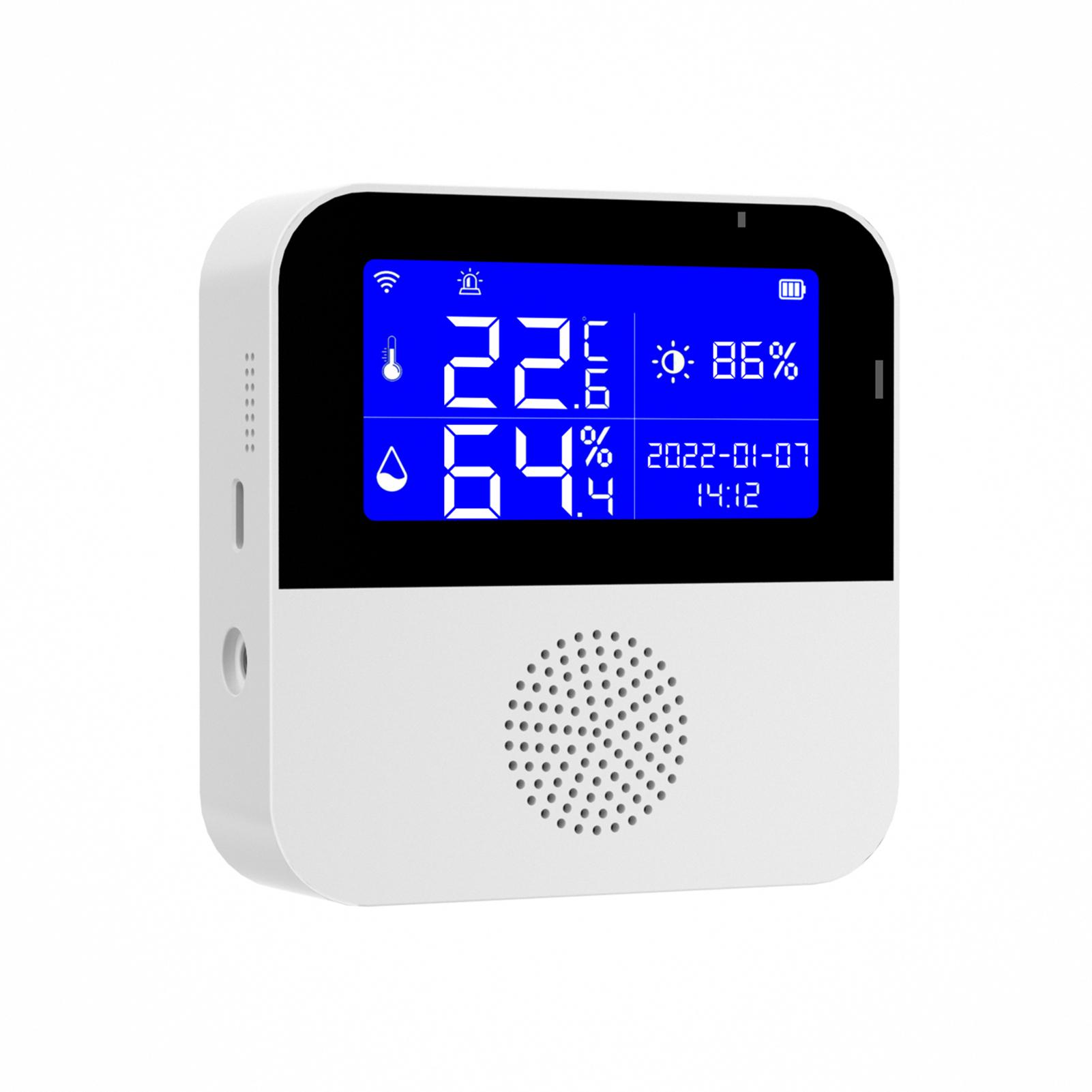 Wi-Fi Temperature Humidity Meter Indoor Hygrometer Temperature Sensor Alarm APP Control 2.9-inch LCD Backlight Display ℃ / ℉ with Time Date for Home