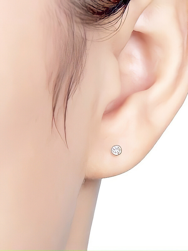 Bông tai Vàng 14KY đính đá CZ kiểu Bezel - MOON Jewelry
