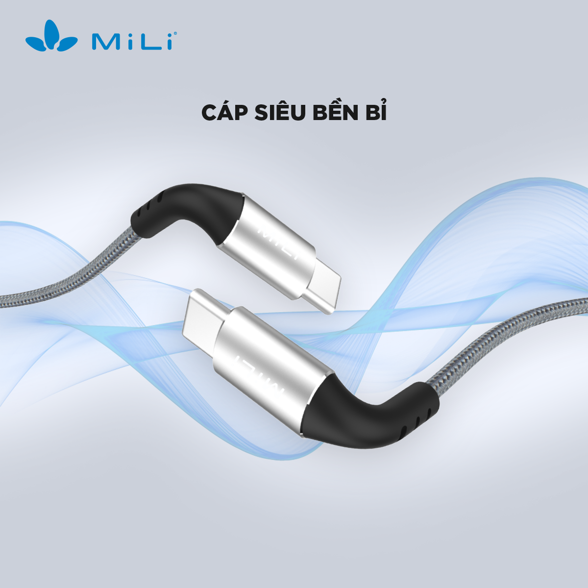 Cáp sạc MiLi Braided Type-C to Type-C HX-L07 bện dù chống gãy rối - Bảo hành 2 năm - HÀNG CHÍNH HÃNG