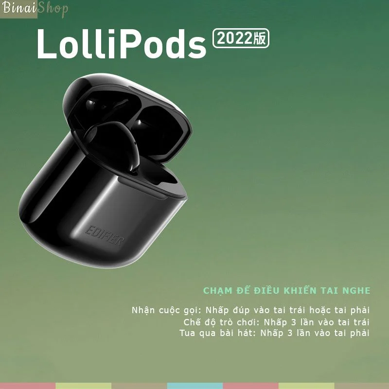 Edifier LolliPods - Tai Nghe Không Dây Bluetooth V5.3, Màng Loa 13mm, Pin 28h, Hỗ Trợ App EDIFIER CONNECT -Hàng chính hãng