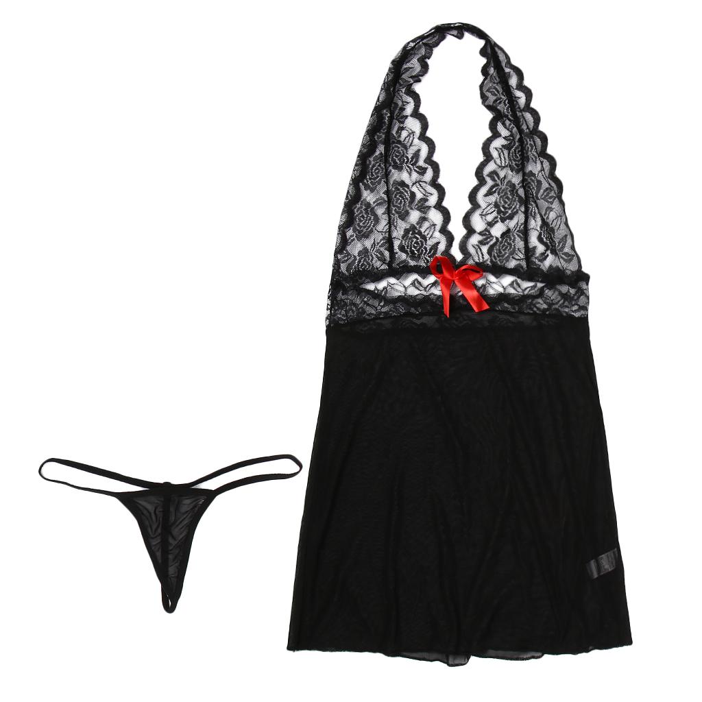 Womens Babydoll G-String Dress Underwear Lingerie Thong Nightwear