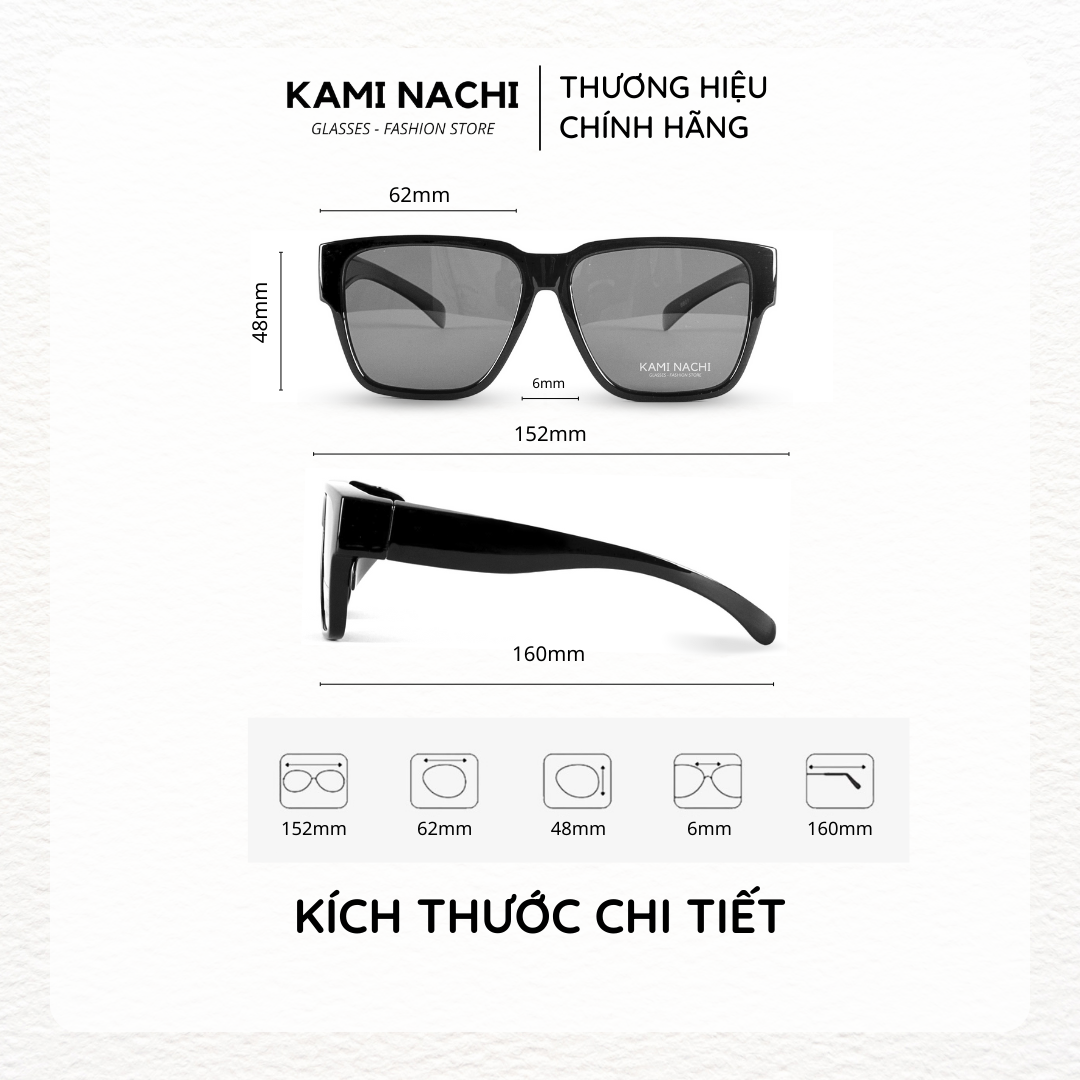 Gọng kính Shield Glasses chống phân cực, chống tia UV, có thể đeo cùng lúc với kính cận KAMI NACHI T8801