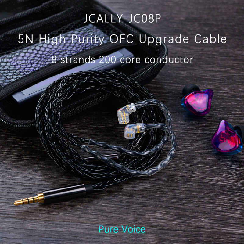 [NC] Dây Cáp nâng cấp tai nghe Có Micro JCALLY JC08P OFC Đồng mạ Bạc 200 Core đan 8 sợi | 5N | Trung tính trong trẻo - Hàng Chính Hãng