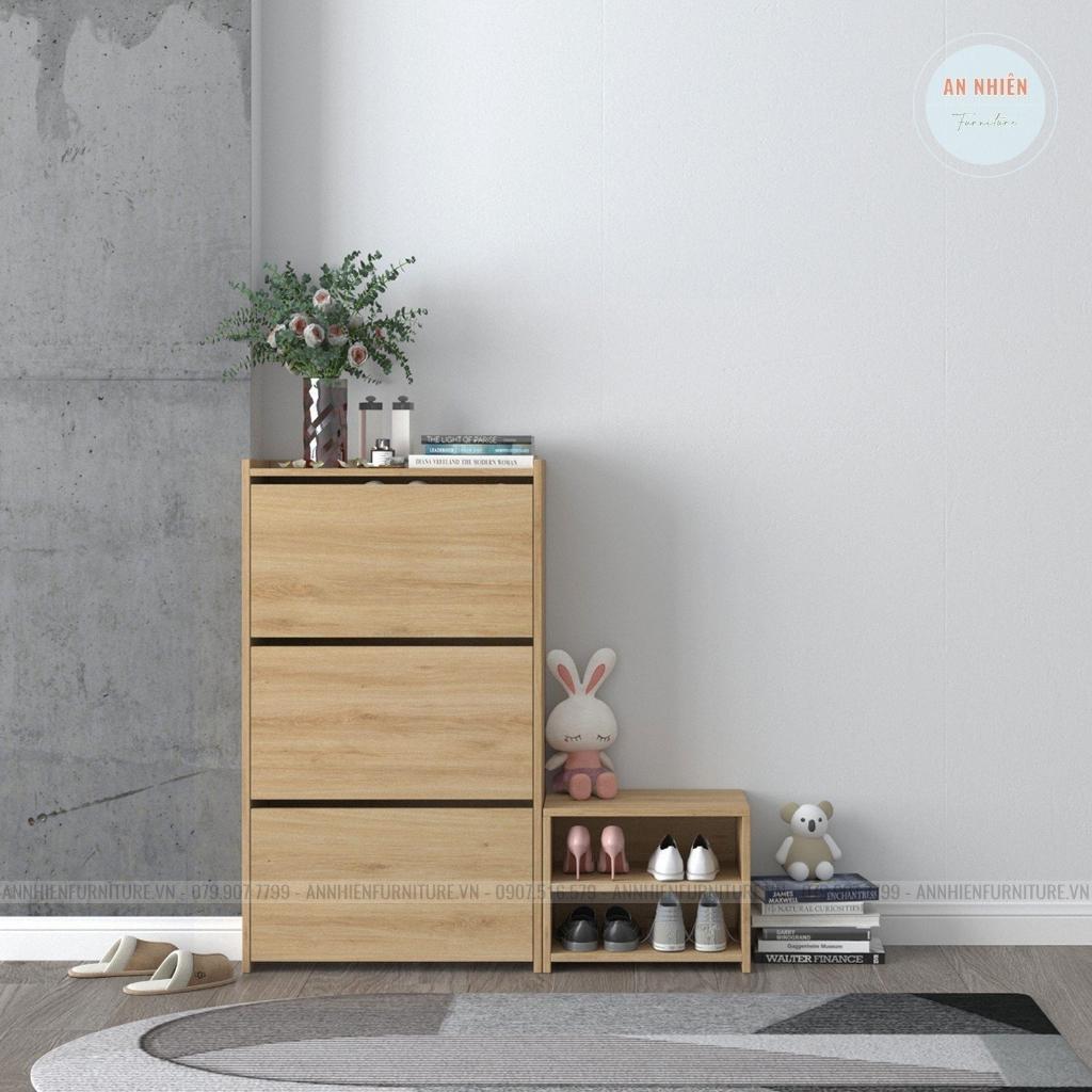 Tủ giày dép thông minh - Kệ giày MDF 3 tầng sức chứa siêu lớn - Kèm ghế vừa ngồi vừa để được giày