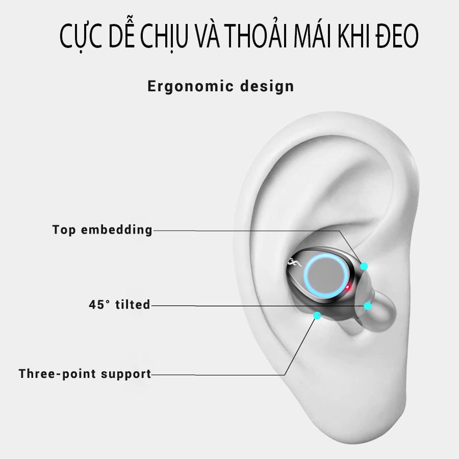 Tai nghe bluetooth cảm ứng vân tay f9 V-4 LED