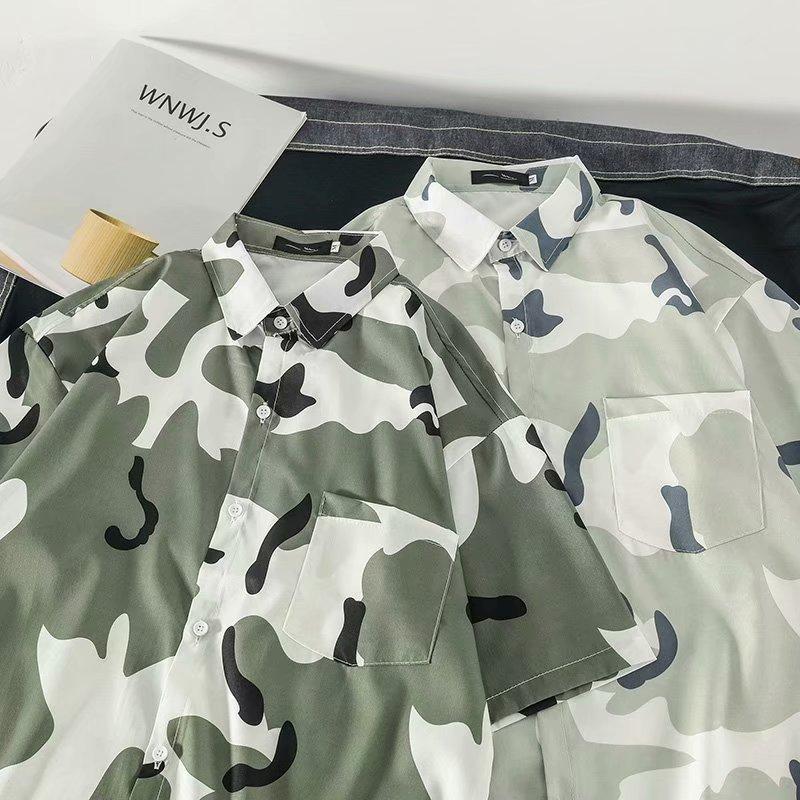 Áo Sơ Mi Nam Ngắn Tay Họa Tiết Rằn Ri 2 Màu