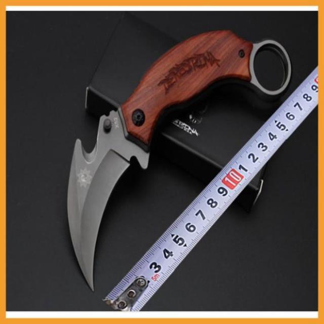 Dao Phượt Gấp karambit X52 Báng Gỗ