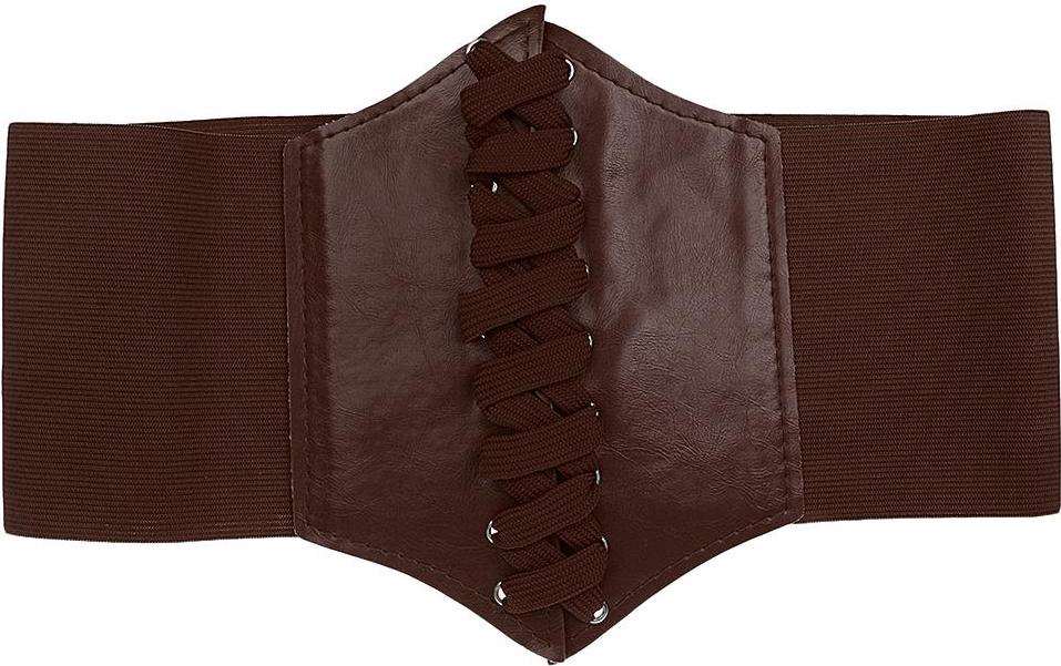 Women Wide Waist Bend Corset Cincher Lace up Waspie Girdle Belt Faux Leather