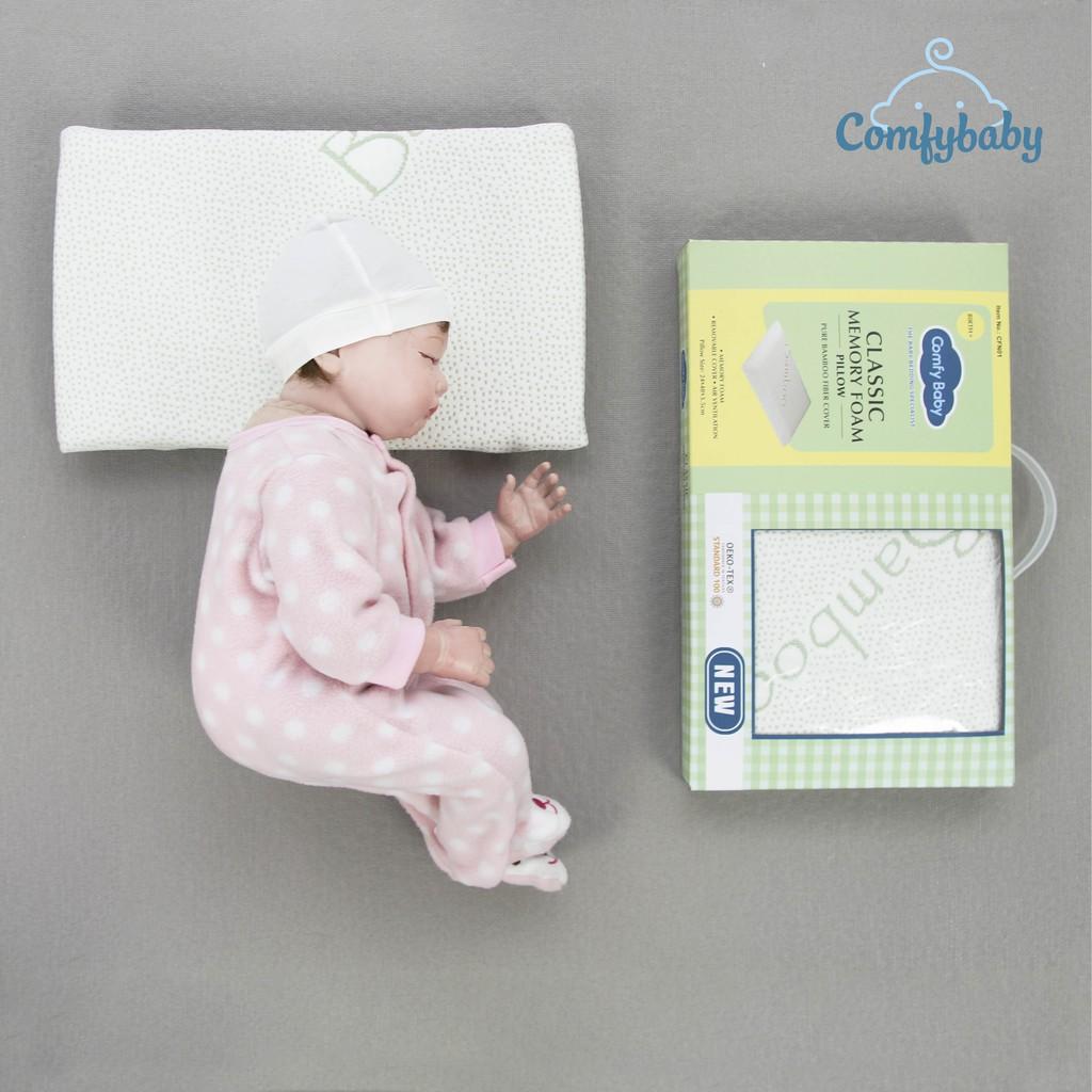 Gối cao su non Cotton hữu cơ ( Organic Cotton) chống ngạt cho bé Comfybaby 6201 - cho bé từ sơ sinh tới 8 tuổi