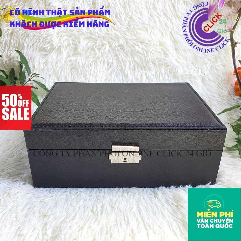 Hộp Đựng Trang Sức Phụ Kiện Bọc Da Hai Tầng Có Khóa – Hộp Cất Nữ Trang - Hàng Cao Cấp