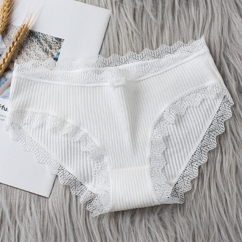 Quần Lót Cotton Sợi Tăm Tre Viền Ren Đính Nơ Thông Hơi Xuất Nhật Sexy Quyễn Rũ