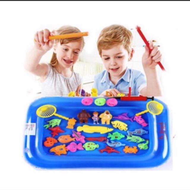 Đồ Chơi Câu Cá Cho Bé 2 Cần Kèm Phao và Ống Bơm Vui Nhộn
