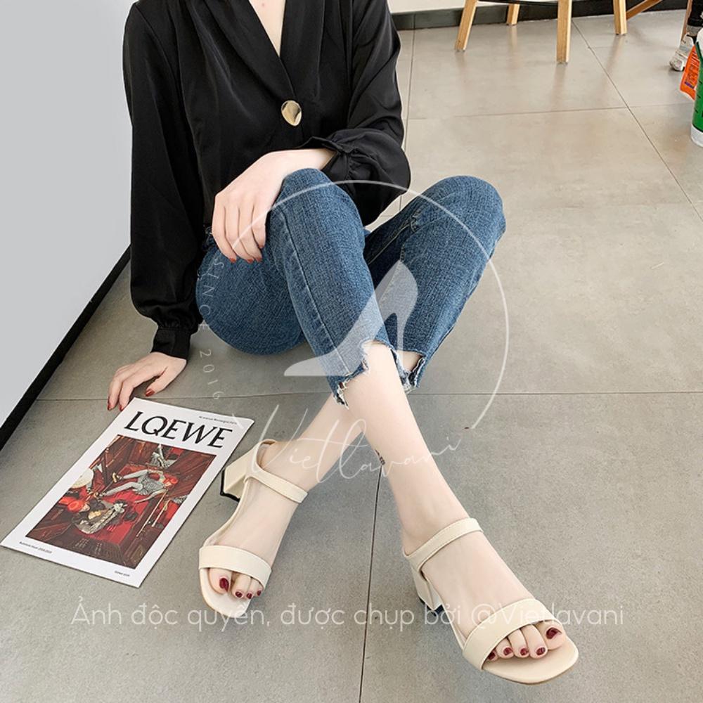 Giày sandal nữ mã LCS41 phong cách đơn giản dễ phối đồ gót cao 5CM