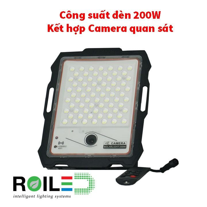 Đèn pha năng lượng mặt trời 200W chính hãng Roiled, đèn siêu sáng kết hợp Camera quan sát CMR-200W