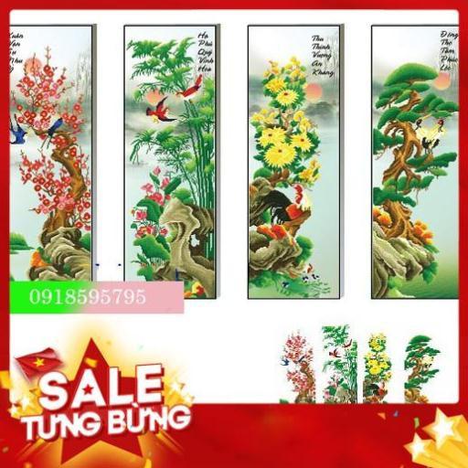 Tranh đính đá tứ quý tùng cúc trúc mai F252 146X100cm