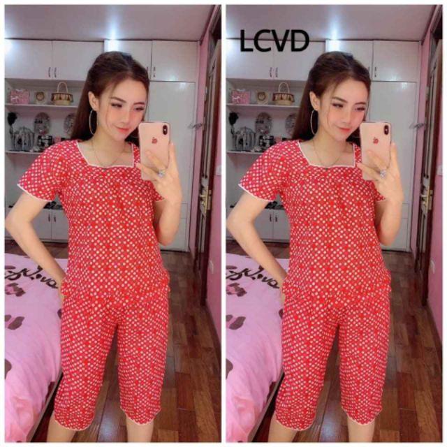 Đồ bộ mặc nhà cổ vuông 2 màu xinh
