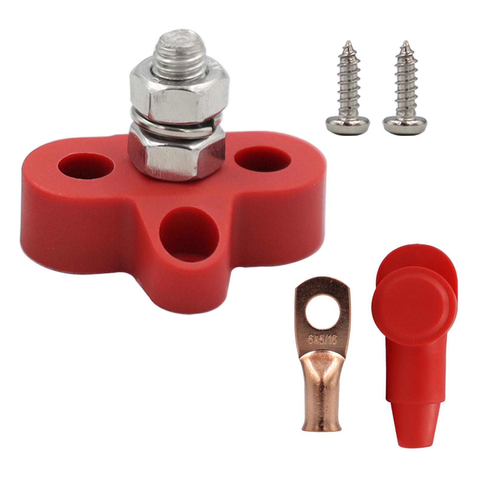 Power Distribution Terminal Block Kits 48V for Truck Car RV Red Single Stud