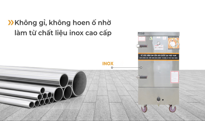 Tủ Hấp Giò Chả, Thực Phẩm 48 Kg Bằng Điện Gas 8 Khay inox 304 NEWSUN, Năng Suất Cao - Hàng Chính Hãng