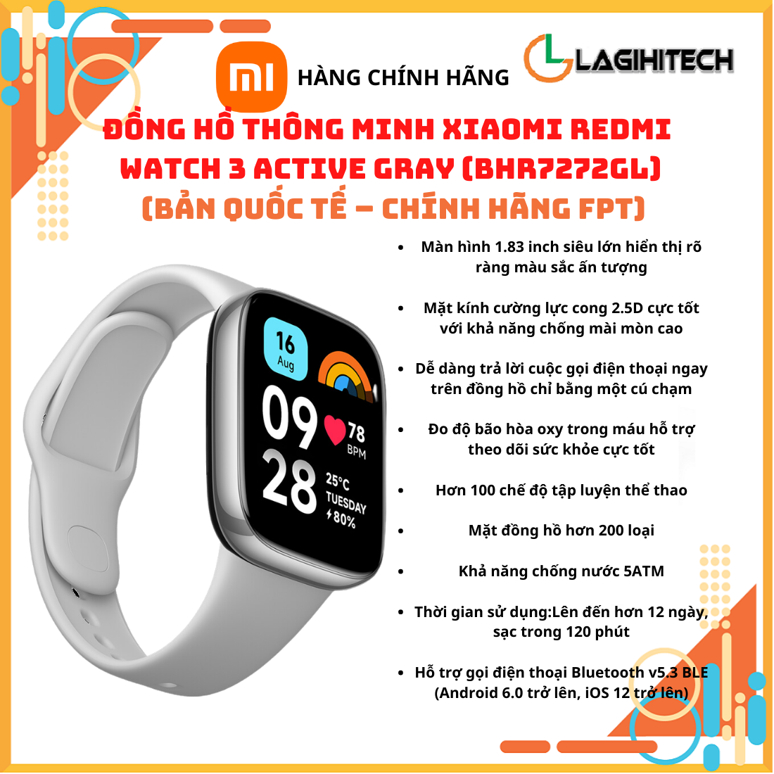 Đồng Hồ Thông Minh Xiaomi Redmi Watch 3 Active - Hàng Chính Hãng FPT