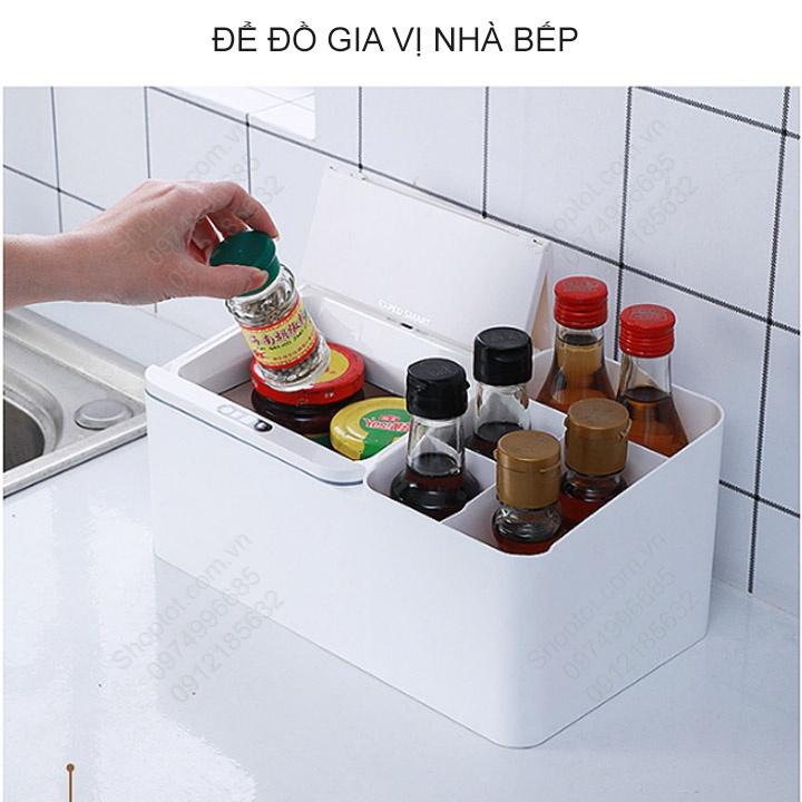 Hộp để đồ đa năng cảm ứng thông minh tự động đóng mở nắp, để đồ cá nhân, để đồ nhà bếp, để đồ nhà tắm, đồ trang điểm