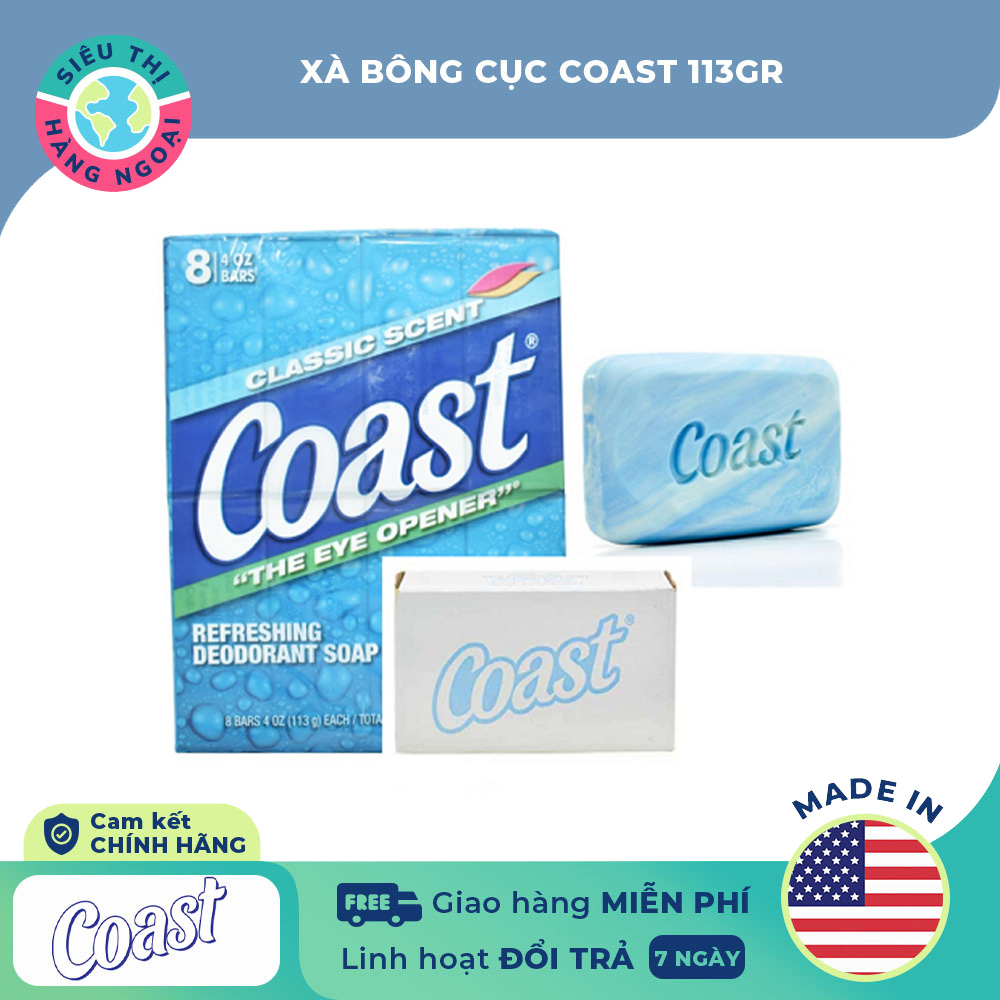 Lốc 8 cục xà phòng COAST 113g/cục - Nhập khẩu Mỹ