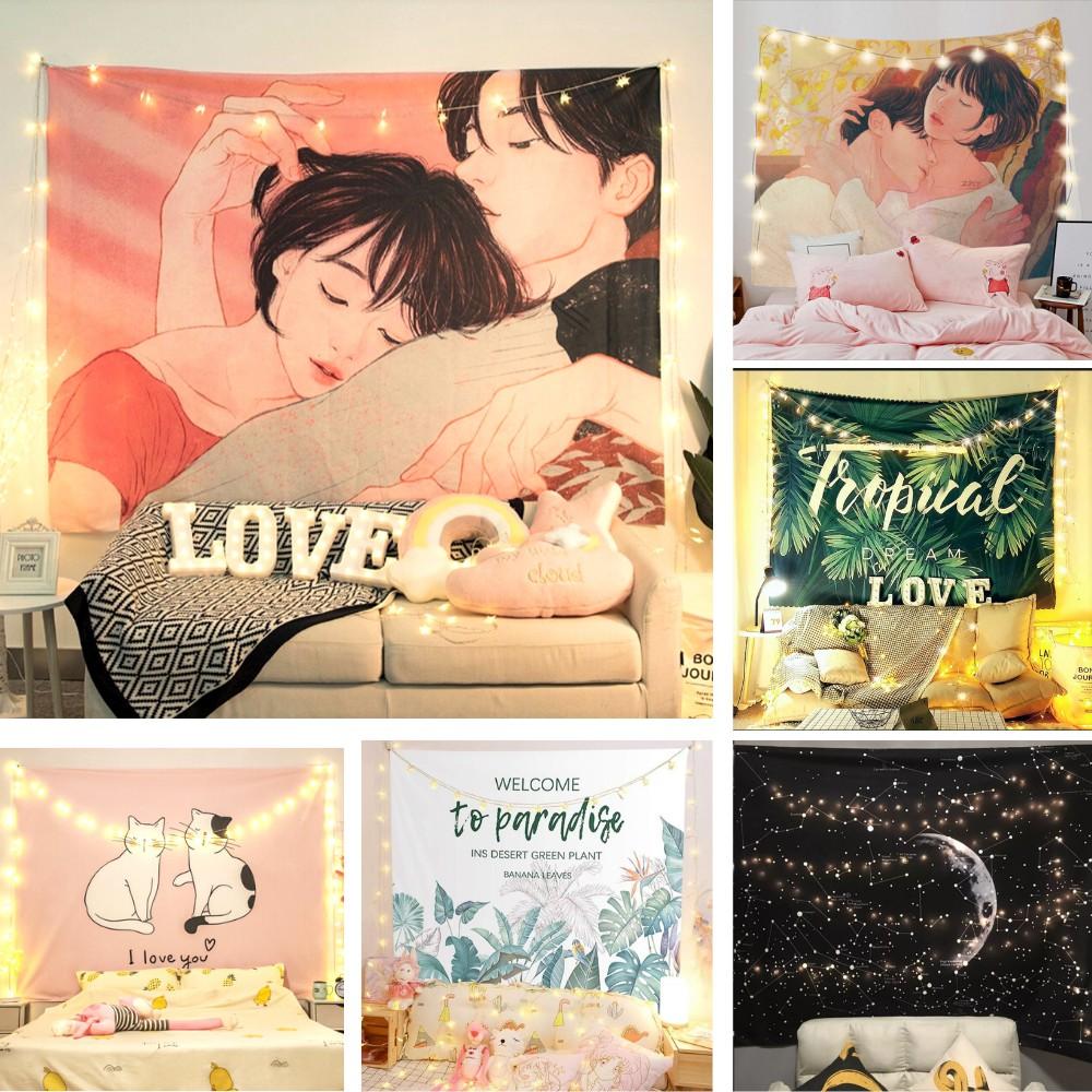Thảm treo tường Decor phòng ngủ vintage, vải treo tường sexy