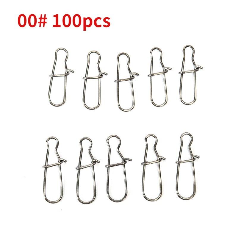 100pcs 000-6# Fishing Nice Hooked Snap Pin Fast Clip 304 Stainless Steel Fishing Barrel Swivel Lure Connector Accessories