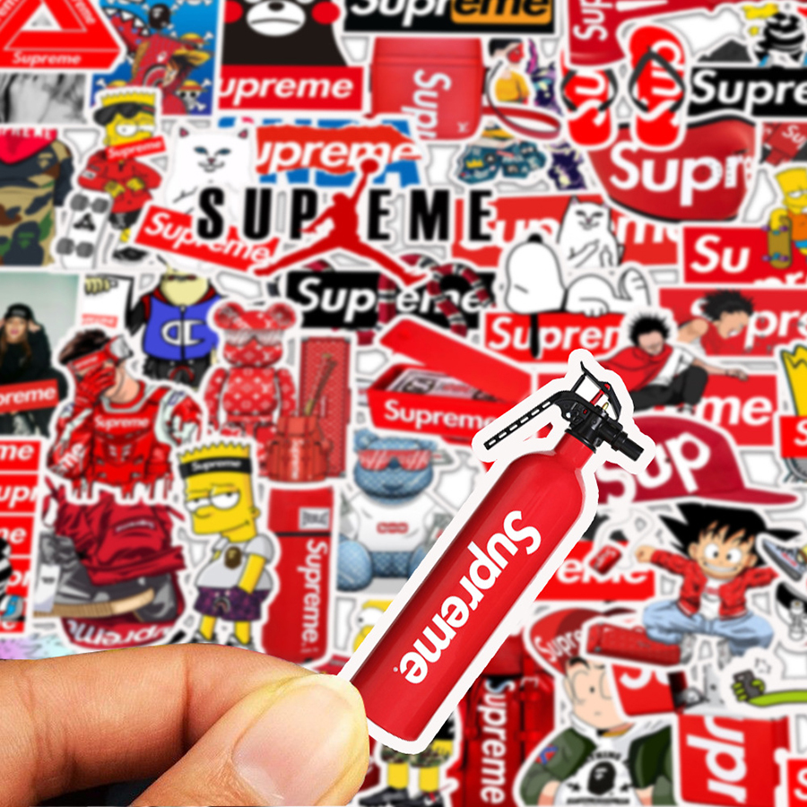 Bộ 50 Miếng Dán Sticker Supreme Hoạt Hình