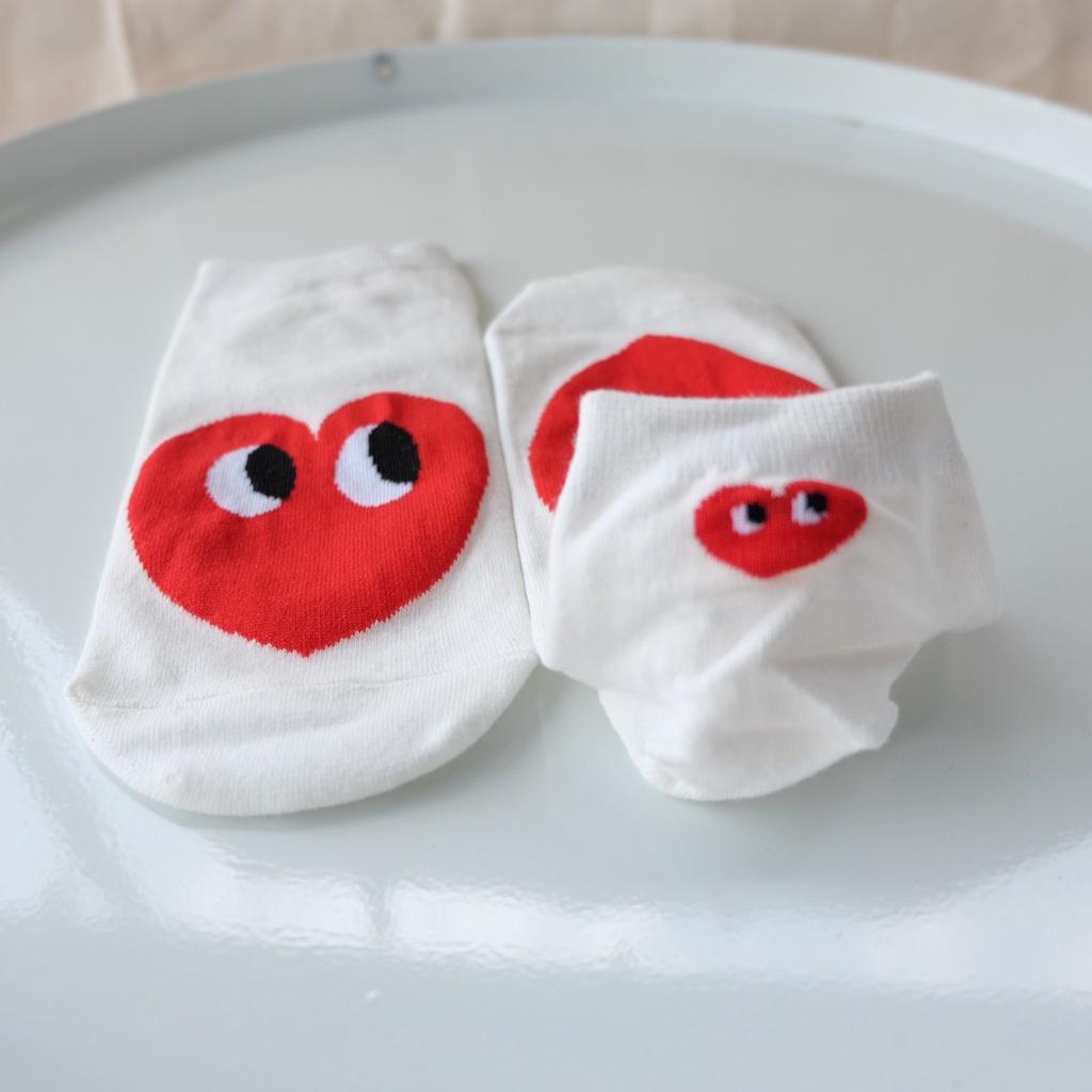 Tất Vớ Ngắn Hình Tim Tất Vớ cổ Ngắn In hình Hoạt Hình Hàn Nhật Vớ Cổ Cao Nam nữ Cute Cotton Thu Đông Phong Cách Ulzzang