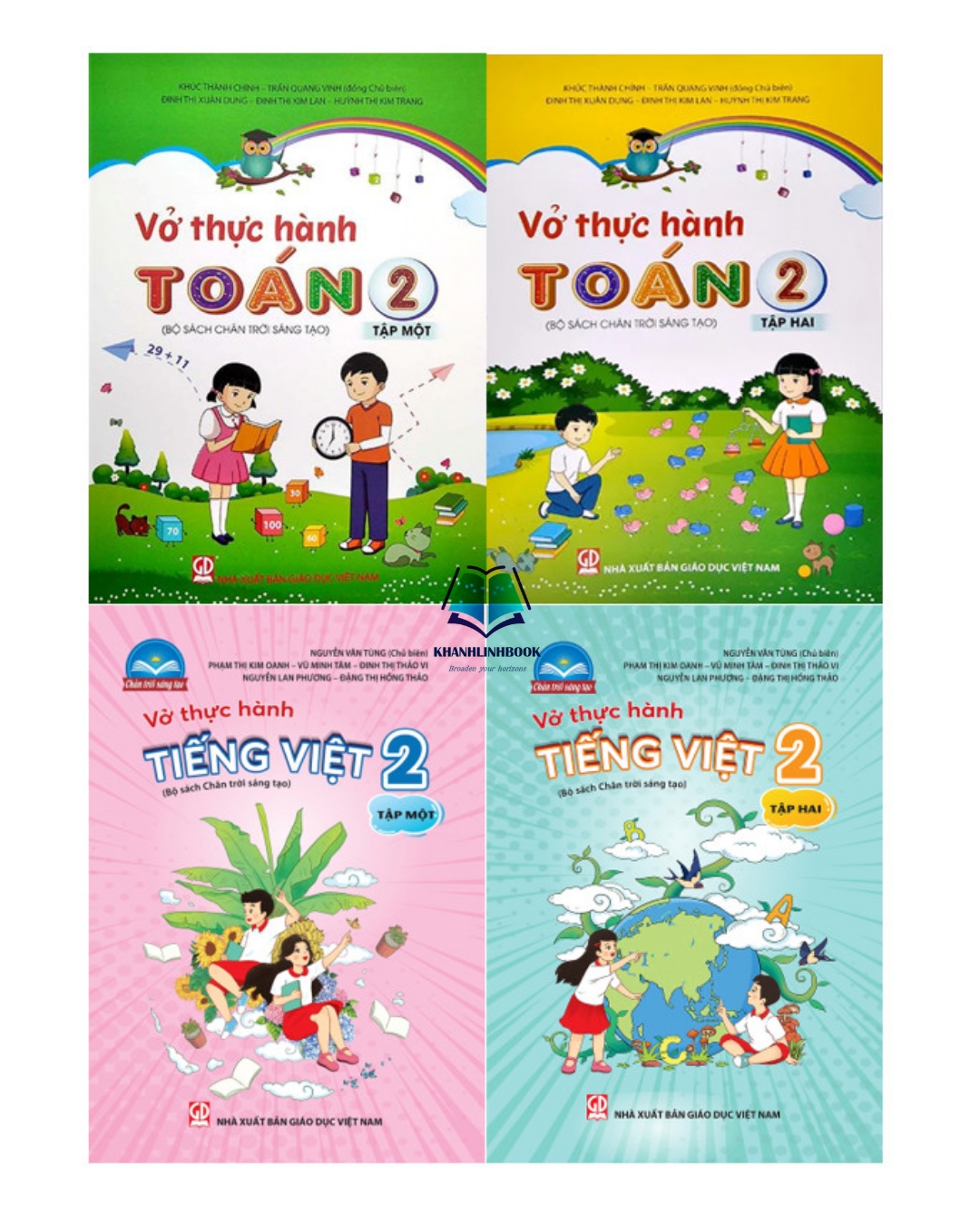 Sách - Combo trọn bộ 4 quyển Vở thực hành Tiếng Việt + Toán lớp 2 - Chân Trời Sáng Tạo